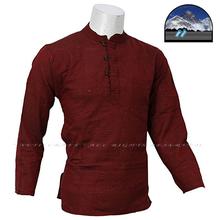 Maroon Front Buttoned Kurta Shirt For Men