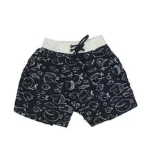 Navy Blue Sea Creatures Printed Cotton Shorts For Boys - (121246519061)