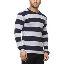 Cenizas Men's Full Sleeves Round Neck Striped Casual Tshirt/T-Shirt