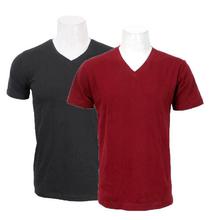 Combo Of 2 V-Neck T-Shirts - Black/Maroon