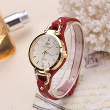 Women Casual watches dials round rivet PU leather strap