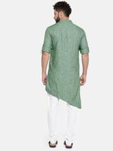 Freehand Men Green & White Solid Kurta with Pyjamas