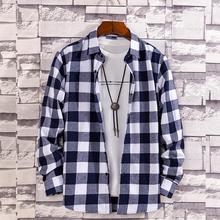 Long-sleeved plaid shirt_new fashion velvet shirt men's