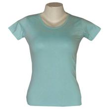 Turquoise Cotton Solid T-Shirt For Women