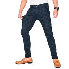 Virjeans Stretchable Cotton Check Blue Chinos Pant for Men (VJC 714) 4