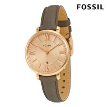 Fossil Watch Jacqueline ES3707 Rose Dial Grey Leather Strap Watch For Women