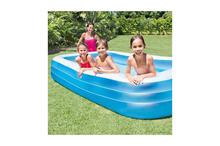 Deluxe Blue Rectangular Family Inflatable Portable Swimming Pool - Blue