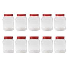 Red Set Of 10 Transparent 6" Plastic Spice Jar