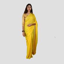 Stylish Designed Shiffon Saree For Women Yellow In Color