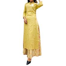 Yellow Long Skirt With Kurti Tops Design