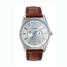 Titan Octane Men's Watch Brown & Silver-9322SL05