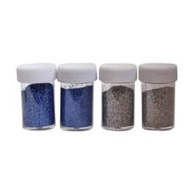 Pack Of 4 Glitter Powder-Blue/Silver