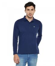 Denim Blue Cotton Polo Neck Tshirt For Men - (IFTM100C)