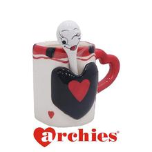 Simple White Ceramic Mug with Spoon Keeping Black Heart Area