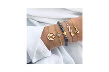 Metal Hollow Out Letter Heart Bracelet Set-5 Pcs