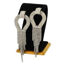 Ampersand Metal Stone Studded Chain Drop Earrings For Women - FY-066900