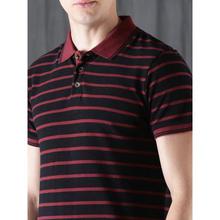 WROGN Men Black Striped Polo Collar T-shirt