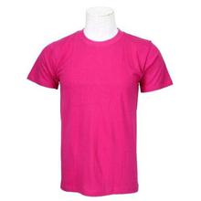 Pink Round Neck Plain 100% Cotton T-Shirt For Men