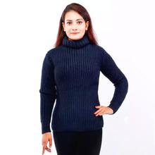 Woman High neck cable – Dark Navy