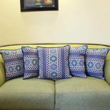 Set Of 5 Abstract Printed Cotton Cushion Cover -Blue