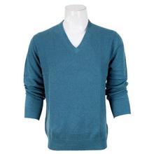 Turquoise Blue V-Neck Sweater For Men