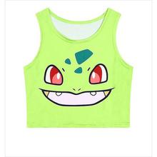 Pokemon Crop Top Women Camis Pikachu Squirtle Bulbasaur