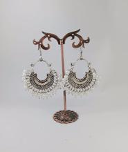 Silver Toned Pearl Chandbali Dangle Earrings