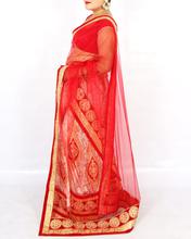 Saavya Design Heavy Embroidered  Off White  Lehenga, Choli Choli And Red Dupatta (Semi-Stitched)