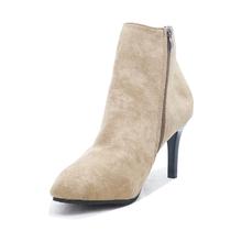 Nude High Heel Suede Boots for Women