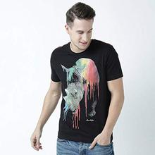 Huetrap Mens Wild and Angry Black Printed T Shirt