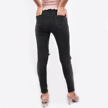 Medium Waist Ripped Knee Stretch Jeans for Women