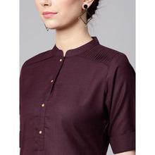 Women Burgundy Solid Straight Kurta