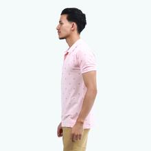Oxemberg pink printed polo T-shirt for men