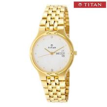 Titan 1107YM07 Karishma White Dial Analog Watch For Men- Golden