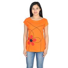 Orange Floral Printed T-Shirt  For Women (WTP3041)