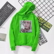 Green Printed Inside Fur Hoodie For Women