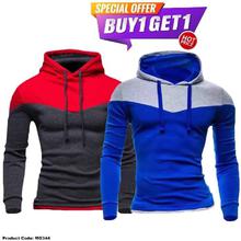 Red and Blue Toned Fleece Hoodie for Men Buy 1 Get 1 Free