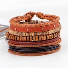 Vintage Punk Wave Multilayer Leather Bracelet Men Fashion