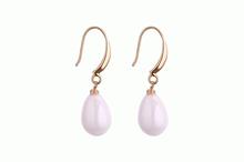 Gold Toned/White Water Drop Shape Earrings For Women
