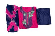 Pink, blue cotton kurta salwar piece