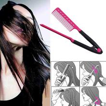 Pink V-Shaped Hair Straightening Comb For Women