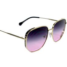 Golden Metal Purple & Pink Lens Square Sunglasses