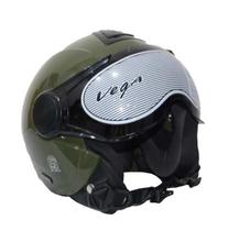 VEGA Verve Shine Army Green Open Face Helmet With Single Visor