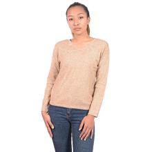 Brown V Neck Pullover Sweater for Women