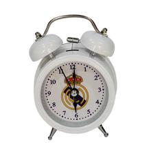 White Real Madrid FC Traditional Top Bell Bedside Quartz Alarm Clock