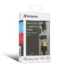 Verbatim Micro USB and Lightning 2in1 Cable (65362)