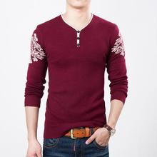 Autumn Spring Casual Men's Sweater V-Neck Striped Slim Fit