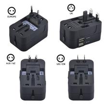 Bukey Travel Adapter-  All in One Universal AC Plug Adapter Power Converter with Dual USB Charging Ports for US EU UK AUS Europe Cell Phone- Black