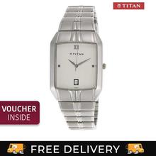 Titan 9264SM01 White Dial Metal Strap Watch For Men- Silver