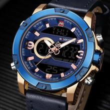NaviForce NF9097 Digital/Analog Dual Time Luxury Watch For Men- Blue